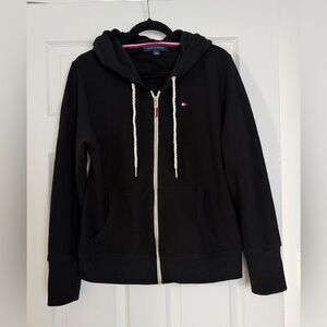 Tommy Hilfiger Black Zip Hoodie with Contrast Drawstrings